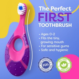 Trueocity Baby Toothbrush 4 Pack & Bonus Silicone Finger Brush, Soft Bristles, Toddler Toothbrushes, Infant & Training w/Teething Handle, 0-2 Years, Pink Set Trueocity Baby Toothbrush 4 Pack & Bonus Silicone Finger Brush, Soft Bristles, Toddler Toothbrushes, Infant & Training w/Teething Handle, 0-2 Years, Pink Set