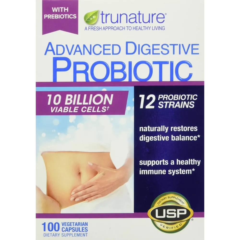 Trunature Advanced Digestive Probiotic, White, 100 Count