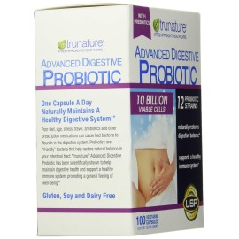 Trunature Advanced Digestive Probiotic, White, 100 Count