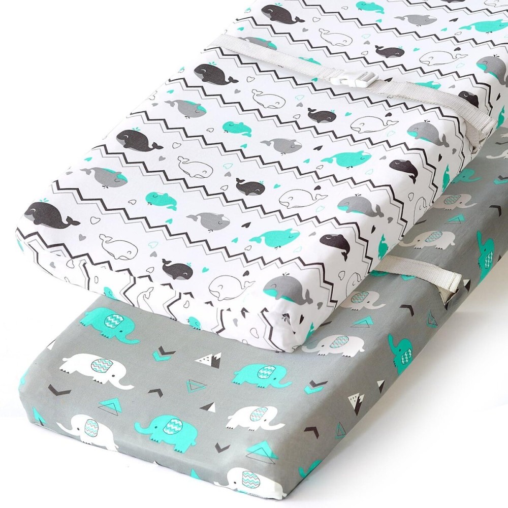 Stretchy Changing Pad Covers for Boys Girls,2 Pack Jersey Knit,Elephant & Whale Stretchy Changing Pad Covers for Boys Girls,2 Pack Jersey Knit,Elephant & Whale