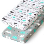 Stretchy Changing Pad Covers for Boys Girls,2 Pack Jersey Knit,Elephant & Whale