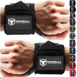 USPA & IPL Approved Wrist Wraps - 18\' Premium Quality with Thumb Loop - Best Gym Wraps for Lifting, Curls & Dips - Powerlifting & Weight Training - Black