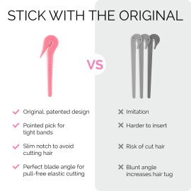 THE PONY PICK Hair Elastic Rubber Bands Cutter Tool - Easy To Use, Pain Free, No Hair Damage - Ponytail Cutter Tool for Kids & Toddlers (3 Packs of Pony Pick & 50 Clear Hair Elastics) THE PONY PICK Hair Elastic Rubber Bands Cutter Tool - Easy To Use, Pain Free, No Hair Damage - Ponytail Cutter Tool for Kids & Toddlers (3 Packs of Pony Pick & 50 Clear Hair Elastics)