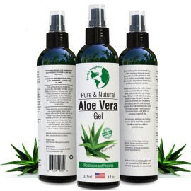 Earth\'s Daughter Organic Aloe Vera Gel from 100% Pure and Natural Cold Pressed Aloe - Great for Face - Hair - Acne - Sunburn - Bug Bites - Rashes - Eczema - 8 Oz.