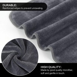 SINLAND Microfiber Facial Cloths Fast Drying Washcloth 12inch x 12inch Grey 6 pack 