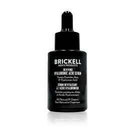 Brickell Men\'s Anti Aging Hyaluronic Acid Serum for Face, Day Face Serum for Men, Natural & Organic Facial Serum With Protein Peptides to Restore Collagen and Firmness, 1 Ounce, Unscented