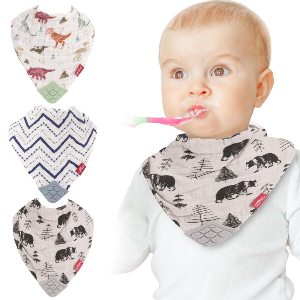 Nuby Baby Bibs - 3 Pc Muslin Bibs - Reversible 100% Natural Cotton Teething Bib - Baby Bibs For Girls And Boys, Baby Essentials Nuby Baby Bibs - 3 Pc Muslin Bibs - Reversible 100% Natural Cotton Teething Bib - Baby Bibs For Girls And Boys, Baby Essentials