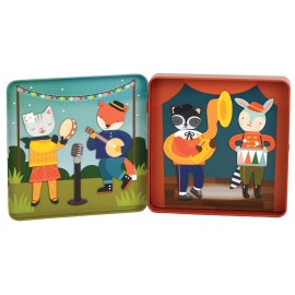 Petit Collage Magnetic Play Set, Animal Band - Mix & Match Magnetic Game Board, Ideal for Ages 3+ - Includes 2 Magnetic Scenes and over 25 Magnet Pieces, Ideal Travel Activity for Kids