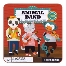 Petit Collage Magnetic Play Set, Animal Band - Mix & Match Magnetic Game Board, Ideal for Ages 3+ - Includes 2 Magnetic Scenes and over 25 Magnet Pieces, Ideal Travel Activity for Kids