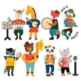 Petit Collage Magnetic Play Set, Animal Band - Mix & Match Magnetic Game Board, Ideal for Ages 3+ - Includes 2 Magnetic Scenes and over 25 Magnet Pieces, Ideal Travel Activity for Kids
