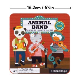 Petit Collage Magnetic Play Set, Animal Band - Mix & Match Magnetic Game Board, Ideal for Ages 3+ - Includes 2 Magnetic Scenes and over 25 Magnet Pieces, Ideal Travel Activity for Kids