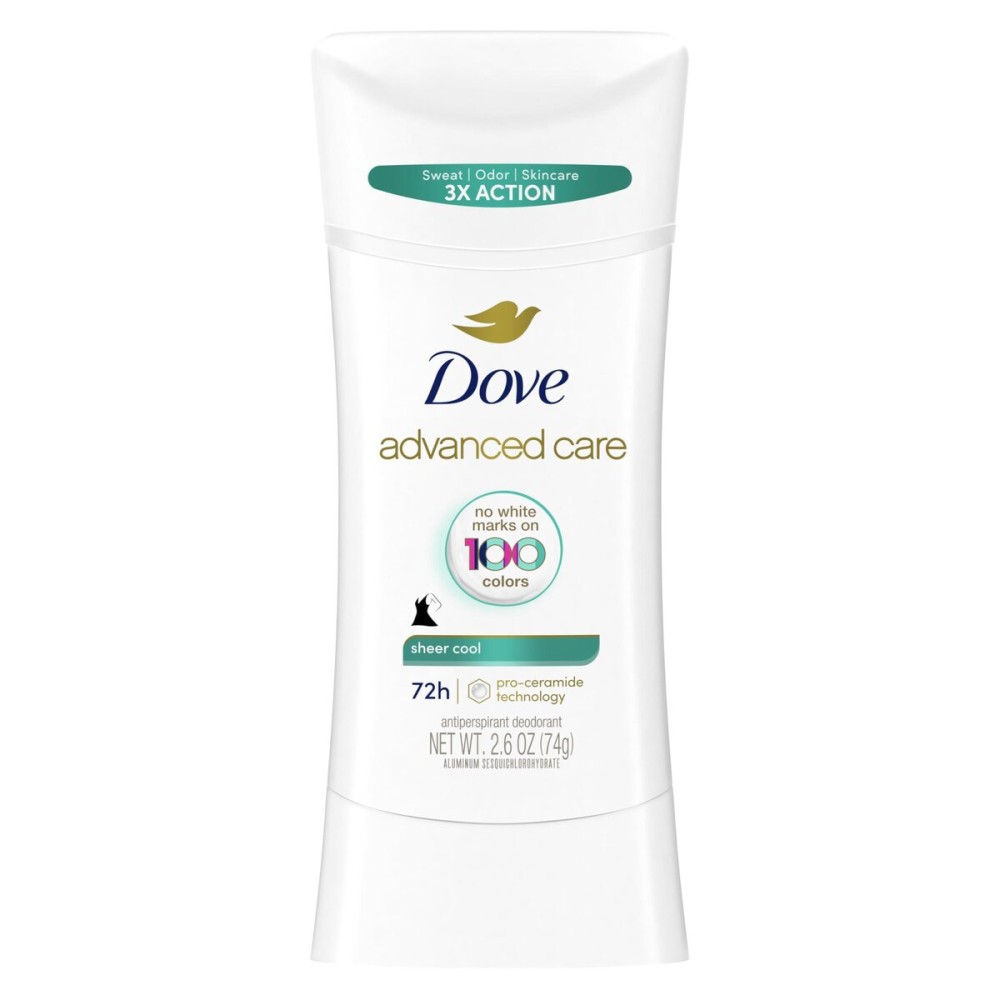 Dove Advanced Care Antiperspirant Deodorant Stick Sheer Cool for Soft, Resilient Skin, with 72-Hour Sweat & Odor Protection, 2.6 oz Dove Advanced Care Antiperspirant Deodorant Stick Sheer Cool for Soft, Resilient Skin, with 72-Hour Sweat & Odor Protection, 2.6 oz