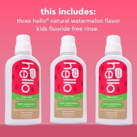 Hello Natural Watermelon Flavor Kids Fluoride Free Rinse, Alcohol Free, Vegan, SLS Free, Mouthwash for Kids Age 6 and Up, 16 Fl Oz (Pack of 3) Hello Natural Watermelon Flavor Kids Fluoride Free Rinse, Alcohol Free, Vegan, SLS Free, Mouthwash for Kids Age 6 and Up, 16 Fl Oz (Pack of 3)