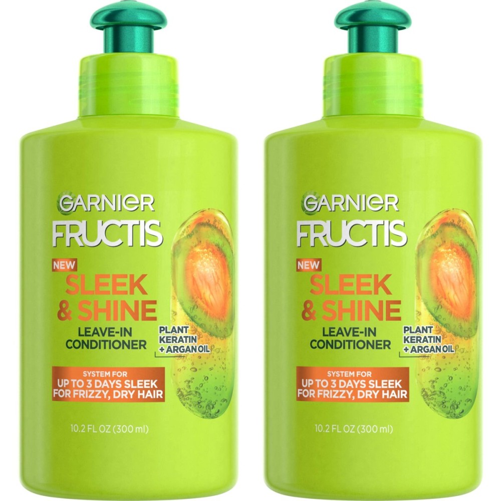 Garnier Fructis Sleek & Shine Leave-In Conditioning Cream for Frizzy, Dry Hair, Plant Keratin + Argan Oil, 10.2 Fl Oz, 2 Count (Packaging May Vary) Garnier Fructis Sleek & Shine Leave-In Conditioning Cream for Frizzy, Dry Hair, Plant Keratin + Argan Oil, 10.2 Fl Oz, 2 Count (Packaging May Vary)