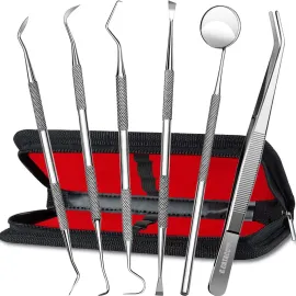G.CATACC Dental Tools, Dental Pick Teeth Cleaning Tools Hygiene Kit, Plaque Remover for Teeth, Professional Stainless Steel Tooth Scraper Plaque Tartar Cleaner - with Case G.CATACC Dental Tools, Dental Pick Teeth Cleaning Tools Hygiene Kit, Plaque Remover for Teeth, Professional Stainless Steel Tooth Scraper Plaque Tartar Cleaner - with Case