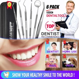 G.CATACC Dental Tools, Dental Pick Teeth Cleaning Tools Hygiene Kit, Plaque Remover for Teeth, Professional Stainless Steel Tooth Scraper Plaque Tartar Cleaner - with Case G.CATACC Dental Tools, Dental Pick Teeth Cleaning Tools Hygiene Kit, Plaque Remover for Teeth, Professional Stainless Steel Tooth Scraper Plaque Tartar Cleaner - with Case