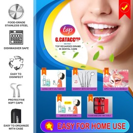 G.CATACC Dental Tools, Dental Pick Teeth Cleaning Tools Hygiene Kit, Plaque Remover for Teeth, Professional Stainless Steel Tooth Scraper Plaque Tartar Cleaner - with Case G.CATACC Dental Tools, Dental Pick Teeth Cleaning Tools Hygiene Kit, Plaque Remover for Teeth, Professional Stainless Steel Tooth Scraper Plaque Tartar Cleaner - with Case