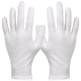 Paxcoo 6 Pairs XL White Cotton Gloves for Dry Hand Moisturizing Cosmetic Eczema Hand Spa and Jewelry Inspection