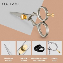 Ontaki Premium Hand-Forged Mustache & Beard Scissors 5.5 - Japanese Steel Barber Scissors - Bangs & Grooming Shears - Rest Hook Silver - Hair Shears - Beard Sheers Ontaki Premium Hand-Forged Mustache & Beard Scissors 5.5 - Japanese Steel Barber Scissors - Bangs & Grooming Shears - Rest Hook Silver - Hair Shears - Beard Sheers