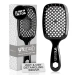 FHI Heat UNbrush Detangling Brush for Pain-Free Brushing on All Wet or Dry Hair Types - Durable DuoFlex Anti-Static Bristles, Lightweight Handle, Vented Hair Brush, Grey