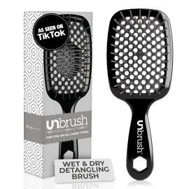 FHI Heat UNbrush Detangling Brush for Pain-Free Brushing on All Wet or Dry Hair Types - Durable DuoFlex Anti-Static Bristles, Lightweight Handle, Vented Hair Brush, Grey