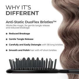 FHI Heat UNbrush Detangling Brush for Pain-Free Brushing on All Wet or Dry Hair Types - Durable DuoFlex Anti-Static Bristles, Lightweight Handle, Vented Hair Brush, Grey