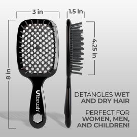 FHI Heat UNbrush Detangling Brush for Pain-Free Brushing on All Wet or Dry Hair Types - Durable DuoFlex Anti-Static Bristles, Lightweight Handle, Vented Hair Brush, Grey