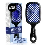 FHI Heat UNbrush Detangling Brush for Pain-Free Brushing on All Wet or Dry Hair Types - Durable DuoFlex Anti-Static Bristles, Lightweight Handle, Vented Hair Brush, Galaxy Blue