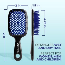 FHI Heat UNbrush Detangling Brush for Pain-Free Brushing on All Wet or Dry Hair Types - Durable DuoFlex Anti-Static Bristles, Lightweight Handle, Vented Hair Brush, Galaxy Blue