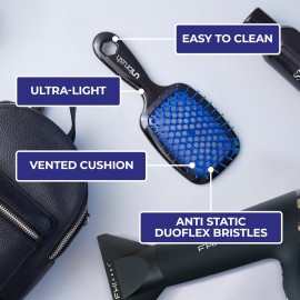 FHI Heat UNbrush Detangling Brush for Pain-Free Brushing on All Wet or Dry Hair Types - Durable DuoFlex Anti-Static Bristles, Lightweight Handle, Vented Hair Brush, Galaxy Blue
