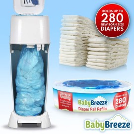 BabyBreeze Diaper Pail Refill Bags Compatible with Playtex Diaper Genie Pails Odor Absorbing Diaper Disposal Trash Bags - 1400 Count (5-Pack) BabyBreeze Diaper Pail Refill Bags Compatible with Playtex Diaper Genie Pails Odor Absorbing Diaper Disposal Trash Bags - 1400 Count (5-Pack)
