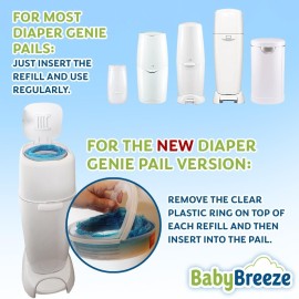 BabyBreeze Diaper Pail Refill Bags Compatible with Playtex Diaper Genie Pails Odor Absorbing Diaper Disposal Trash Bags - 1400 Count (5-Pack) BabyBreeze Diaper Pail Refill Bags Compatible with Playtex Diaper Genie Pails Odor Absorbing Diaper Disposal Trash Bags - 1400 Count (5-Pack)