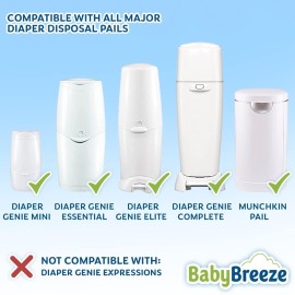 BabyBreeze Diaper Pail Refill Bags Compatible with Playtex Diaper Genie Pails Odor Absorbing Diaper Disposal Trash Bags - 1400 Count (5-Pack) BabyBreeze Diaper Pail Refill Bags Compatible with Playtex Diaper Genie Pails Odor Absorbing Diaper Disposal Trash Bags - 1400 Count (5-Pack)