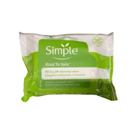 Simple Kind to Skin Cleansing Wipes Micellar 4 Count Gentle and Effective Makeup Remover Free From Color and Dye, Artificial Perfume and Harsh Chemicals 25 Wipes