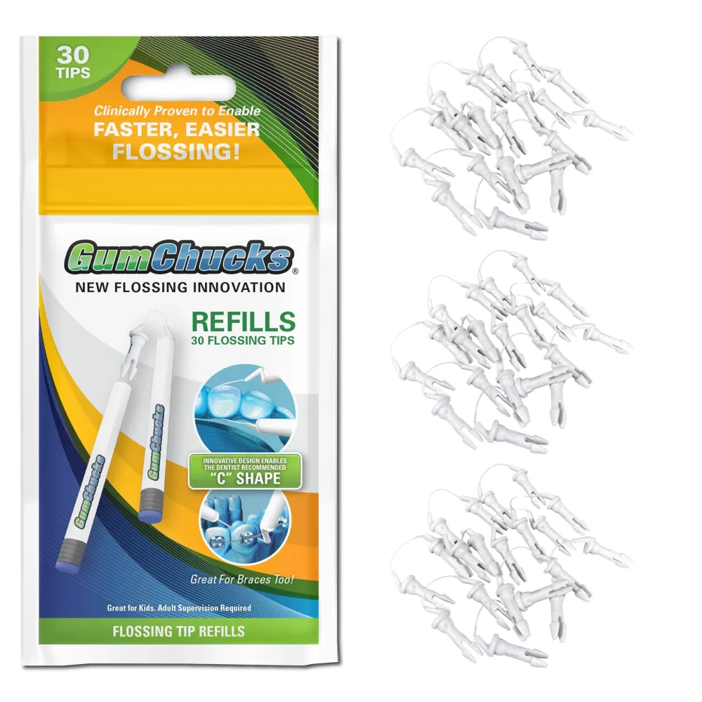 GumChucks Orthodontic Flossers Dental Floss - Floss for Braces - Brace Floss Picks - Gum Flossing Picks - Ortho Dental Flossers (30 Flossing Tips) GumChucks Orthodontic Flossers Dental Floss - Floss for Braces - Brace Floss Picks - Gum Flossing Picks - Ortho Dental Flossers (30 Flossing Tips)