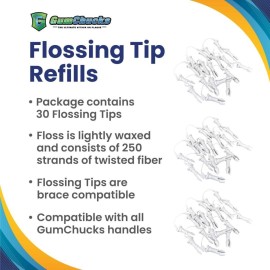 GumChucks Orthodontic Flossers Dental Floss - Floss for Braces - Brace Floss Picks - Gum Flossing Picks - Ortho Dental Flossers (30 Flossing Tips) GumChucks Orthodontic Flossers Dental Floss - Floss for Braces - Brace Floss Picks - Gum Flossing Picks - Ortho Dental Flossers (30 Flossing Tips)