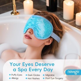 NEWGO Cooling Eye Mask for Puffy Eyes, Cold Eye Mask Eye Ice Pack for After Eyes Surgery, Tension Stress Relief, Itchy Eyes, Headaches, Dark Circles - Blue