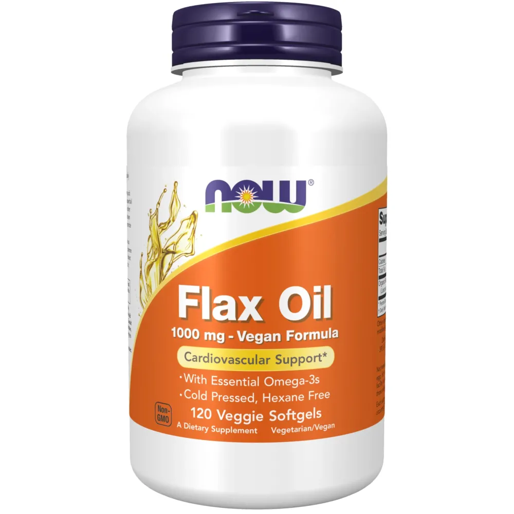 NOW Foods Supplements, Flax Oil 1000 mg with Essential Omega-3s, Cold Pressed, Hexane Free, Vegan Formula, 120 Veg Softgels NOW Foods Supplements, Flax Oil 1000 mg with Essential Omega-3s, Cold Pressed, Hexane Free, Vegan Formula, 120 Veg Softgels