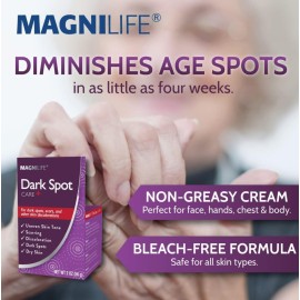 MagniLife Dark Spot Cream, Natural Treatment Diminishes Sun-Damage, Liver Spots, Freckles & Discoloration For Younger Looking Skin - Fader & Corrector For Face, Chest, Hands & Body - 2oz MagniLife Dark Spot Cream, Natural Treatment Diminishes Sun-Damage, Liver Spots, Freckles & Discoloration For Younger Looking Skin - Fader & Corrector For Face, Chest, Hands & Body - 2oz