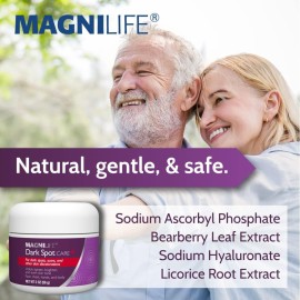 MagniLife Dark Spot Cream, Natural Treatment Diminishes Sun-Damage, Liver Spots, Freckles & Discoloration For Younger Looking Skin - Fader & Corrector For Face, Chest, Hands & Body - 2oz MagniLife Dark Spot Cream, Natural Treatment Diminishes Sun-Damage, Liver Spots, Freckles & Discoloration For Younger Looking Skin - Fader & Corrector For Face, Chest, Hands & Body - 2oz