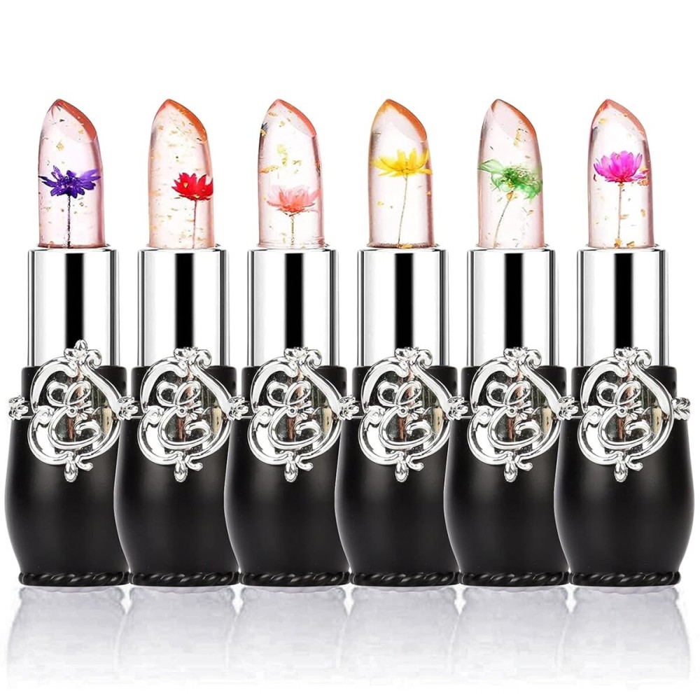 firstfly Pack of 6 Crystal Flower Jelly Lipstick, Long Lasting Nutritious Lip Balm Lips Moisturizer Magic Temperature Color Change Lip Gloss (Black) firstfly Pack of 6 Crystal Flower Jelly Lipstick, Long Lasting Nutritious Lip Balm Lips Moisturizer Magic Temperature Color Change Lip Gloss (Black)