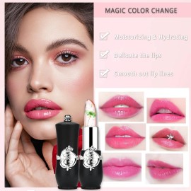 firstfly Pack of 6 Crystal Flower Jelly Lipstick, Long Lasting Nutritious Lip Balm Lips Moisturizer Magic Temperature Color Change Lip Gloss (Black) firstfly Pack of 6 Crystal Flower Jelly Lipstick, Long Lasting Nutritious Lip Balm Lips Moisturizer Magic Temperature Color Change Lip Gloss (Black)