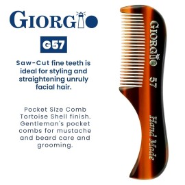 Giorgio G57 Extra Small Men\'s Fine Tooth Beard and Mustache Comb for Facial Hair Grooming and Styling. Wallet Pocket Comb Beard Comb for Men, Handmade, Saw-Cut and Hand Polished (2.75) Giorgio G57 Extra Small Men\'s Fine Tooth Beard and Mustache Comb for Facial Hair Grooming and Styling. Wallet Pocket Comb Beard Comb for Men, Handmade, Saw-Cut and Hand Polished (2.75)