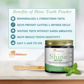 OraWellness Shine Remineralizing Tooth Powder with Hydroxyapatite, Made in The USA, Fluoride Free Tooth Repair, Natural Teeth Whitening Powder, Teeth Polish & Stain Remover, Mint OraWellness Shine Remineralizing Tooth Powder with Hydroxyapatite, Made in The USA, Fluoride Free Tooth Repair, Natural Teeth Whitening Powder, Teeth Polish & Stain Remover, Mint