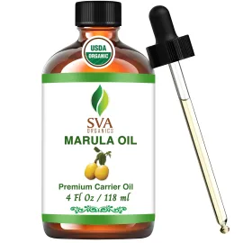 SVA Marula Seed Oil Organic - 4 Fl Oz - 100% Natural Cold Pressed Organic Marula Oil - for Face, Skin Care, Hair Care, Scalp Massage & Body Massage - Carrier Oil with Dropper