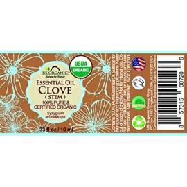 US Organic 100% Pure Clove Stem Essential Oil - USDA Certified Organic, Steam Distilled (10 ml)