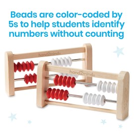 hand2mind 20-Bead Wooden Rekenrek Abacus, Colored Abacus for Kids Math, Wooden Counting Math Manipulatives, Bead Counters for Kids Math, Learn Counting and Numbers, Homeschool Supplies (Set of 4)