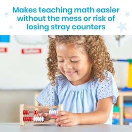 hand2mind 20-Bead Wooden Rekenrek Abacus, Colored Abacus for Kids Math, Wooden Counting Math Manipulatives, Bead Counters for Kids Math, Learn Counting and Numbers, Homeschool Supplies (Set of 4)