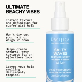 Pacifica Beauty, Salty Waves Texture Sea Salt Spray for Hair, Beachy Waves, Wavy Hair Products, Hydrating, Banana Scent, Curl Enhancing, Paraben Free, Sulfate Free, Vegan & Cruelty Free Pacifica Beauty, Salty Waves Texture Sea Salt Spray for Hair, Beachy Waves, Wavy Hair Products, Hydrating, Banana Scent, Curl Enhancing, Paraben Free, Sulfate Free, Vegan & Cruelty Free
