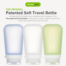 humangear GoToob+ 3-Pack (Large) | Refillable Silicone Travel Bottle | Locking Lid | Food-Safe Material, Clear/Green/Blue, Large (3.4 fl.oz.; 100ml) humangear GoToob+ 3-Pack (Large) | Refillable Silicone Travel Bottle | Locking Lid | Food-Safe Material, Clear/Green/Blue, Large (3.4 fl.oz.; 100ml)